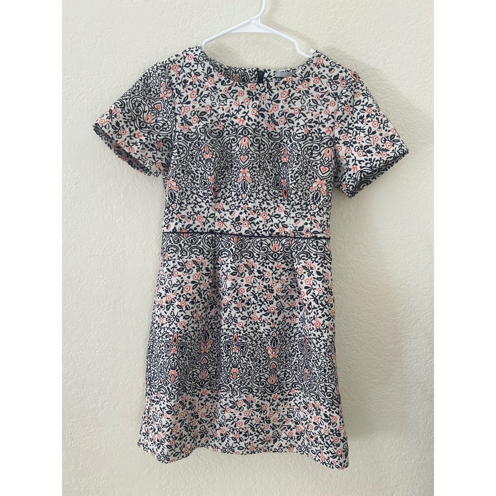 H&M Floral Paisley Fit and Flare Dress Black orange White Size 6